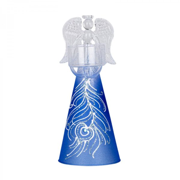 Lesia - Anjel veľký sklenený z miskou na sviečku v rukách